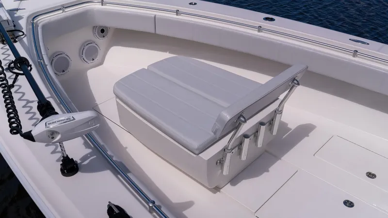 Slide: The Image of 2023 Contender 39 ST boat interior with seating and rod holders. - 32