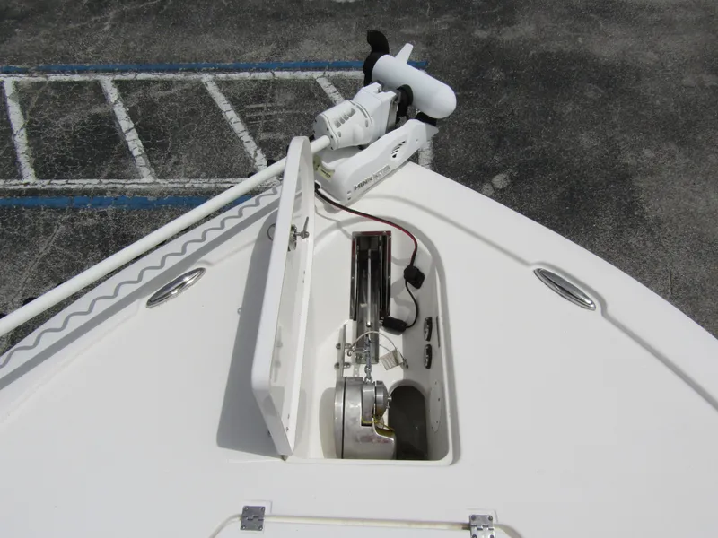 Slide: The Image of Bow of 2021 Tidewater 2700 Carolina Bay boat with open anchor hatch. - 11