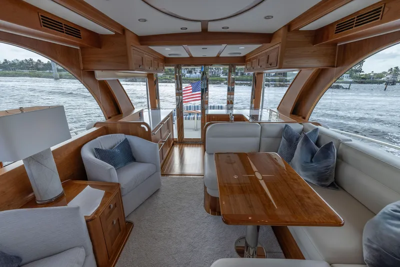 Slide: The Image of Luxurious interior of 2026 Sabre 58 Salon Express yacht with elegant wood finishes. - 9