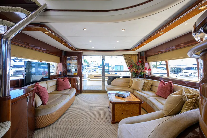 Slide: The Image of Luxurious 2006 Viking Princess Sport Cruisers yacht interior with elegant seating and decor. - 15