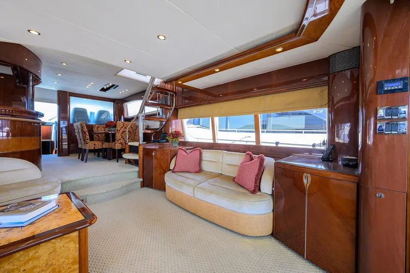 Slide: The Image of Luxurious 2006 Viking Princess Sport Cruisers yacht interior with elegant seating and dining area. - 16