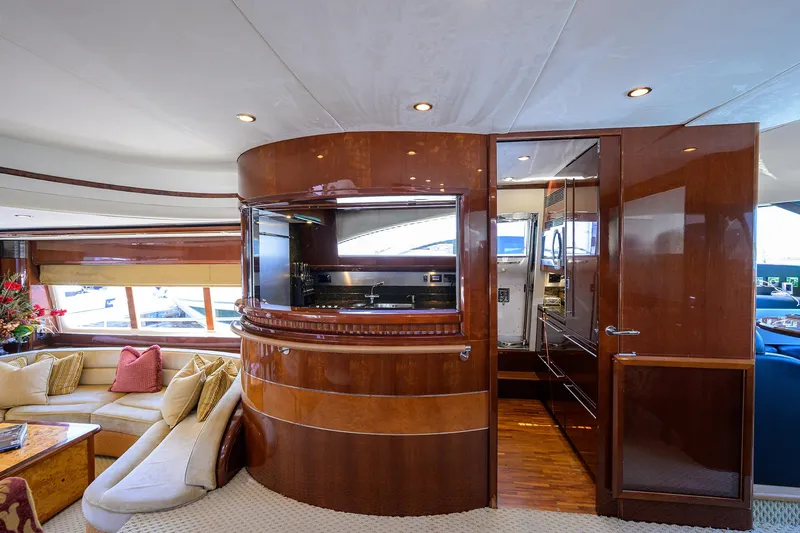 Slide: The Image of Luxurious interior of 2006 Viking Princess Sport Cruisers yacht with elegant wood finishes. - 18