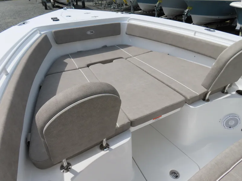 Slide: The Image of 2025 Sea Hunt Gamefish 25 boat interior with cushioned seating and spacious layout. - 7