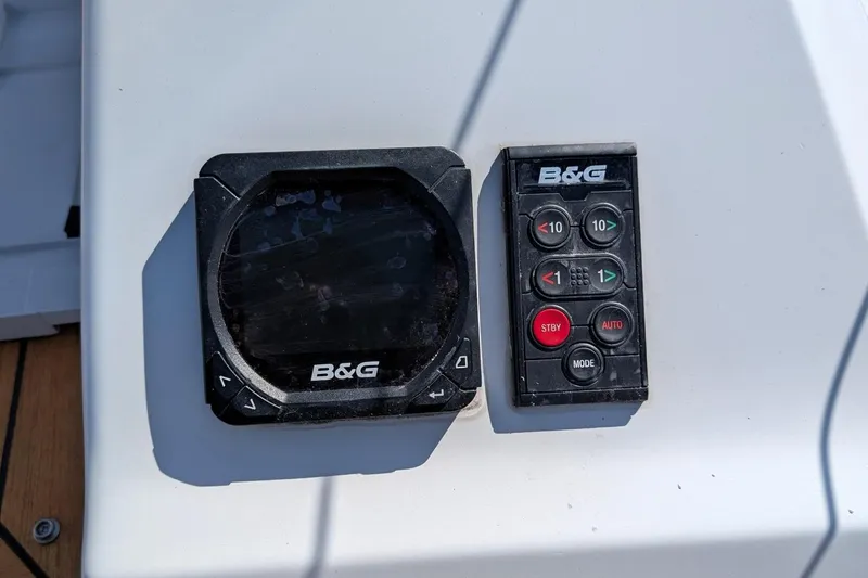 Slide: The Image of B&G marine instruments on a 2014 Hanse 325 yacht dashboard. - 25