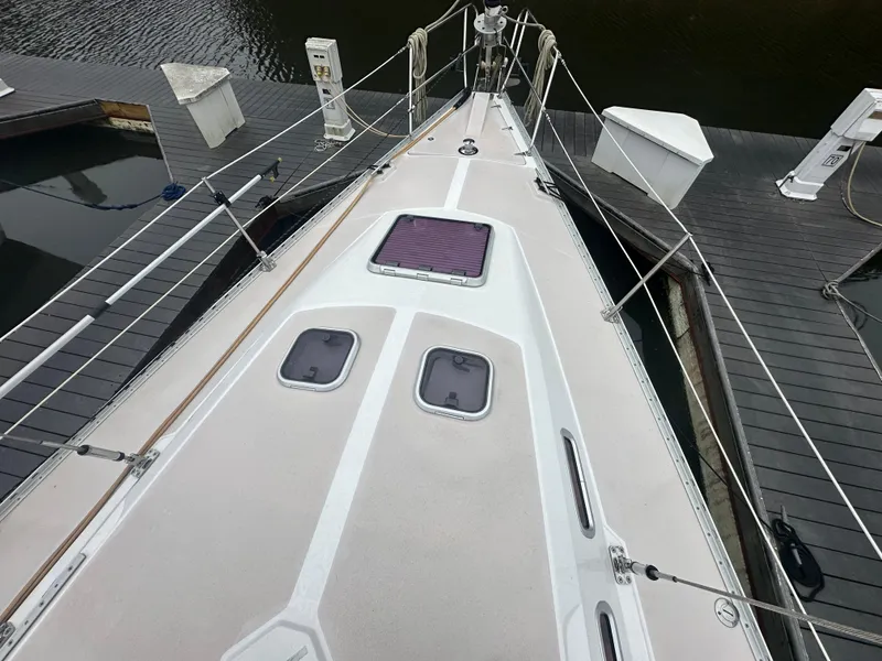 Slide: The Image of Sailboat deck view of 1998 Catalina 400 docked at marina. - 10