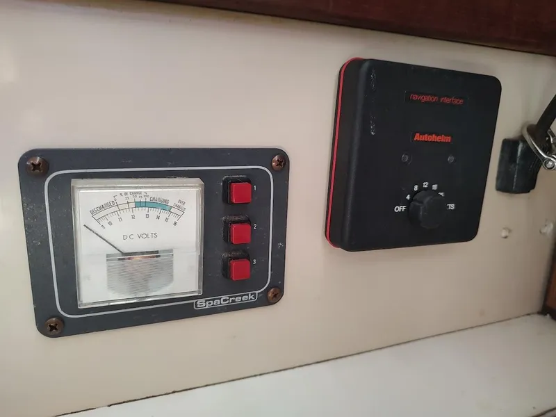 Slide: The Image of DC voltmeter and navigation interface on 1987 Catalina C-34 yacht. - 44
