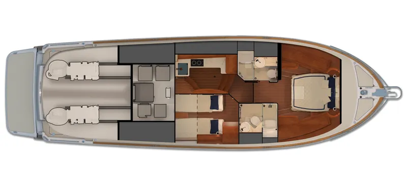 Slide: The Image of Top view layout of 2026 Sabre 45 Salon Express yacht interior design. - 33
