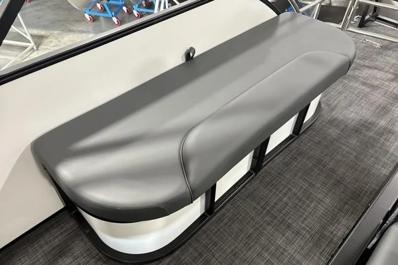 Slide: The Image of Godfrey Sweetwater 2286 SFL 2025 boat seat with gray upholstery and sleek design. - 31