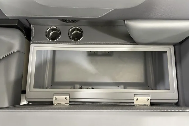 Slide: The Image of Interior view of 2025 Godfrey Sweetwater 2286 SFL with cup holders and storage compartment. - 33