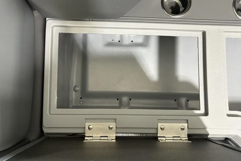 Slide: The Image of Storage compartment in 2025 Godfrey Sweetwater 2286 SFL boat, featuring durable hinges and sleek design. - 8