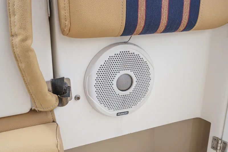 Slide: The Image of Speaker on 2014 Cutwater C-30 SC LE boat, beige and blue interior. - 20