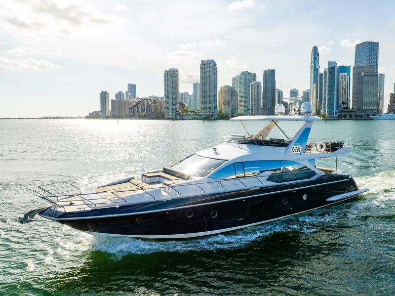 Slide: The Image of Azimut 66 yacht cruising near city skyline, 2017 model. - 4