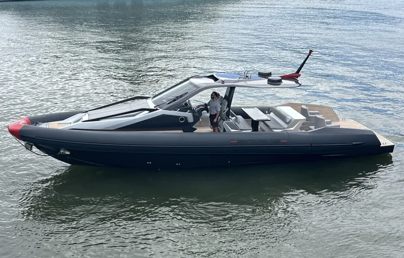 The Image of 2022 Anvera 42 luxury boat on calm water, sleek design, modern features. - 0