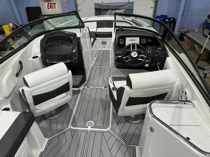 Slide: The Image of 2025 Monterey M4 boat interior with sleek design and modern dashboard. - 8