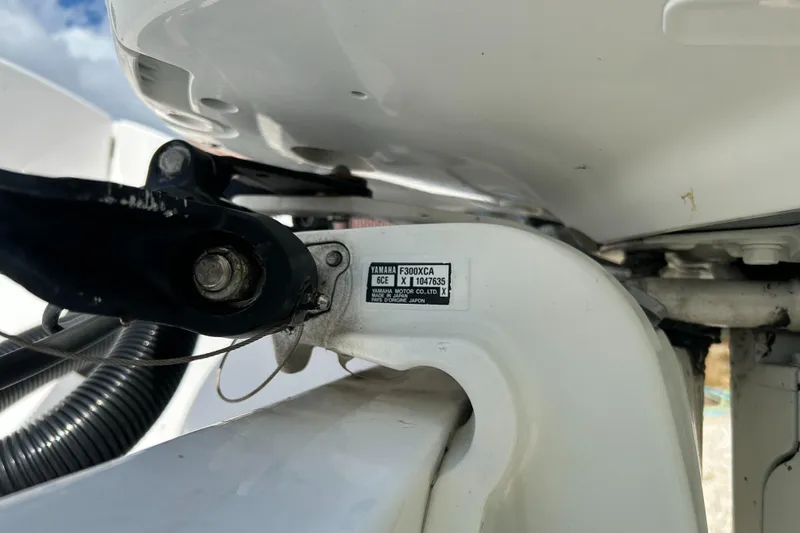 Slide: The Image of Close-up of a 2018 Sportsman 282 boat component with visible serial number. - 34