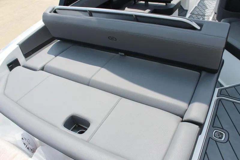 Slide: The Image of 2026 Cobalt R4 boat with sleek gray seating and modern design. - 9