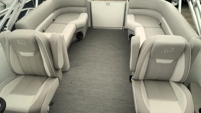 Slide: The Image of 2025 Godfrey Pontoons Xperience 2286 SBX interior with spacious seating and modern design. - 6