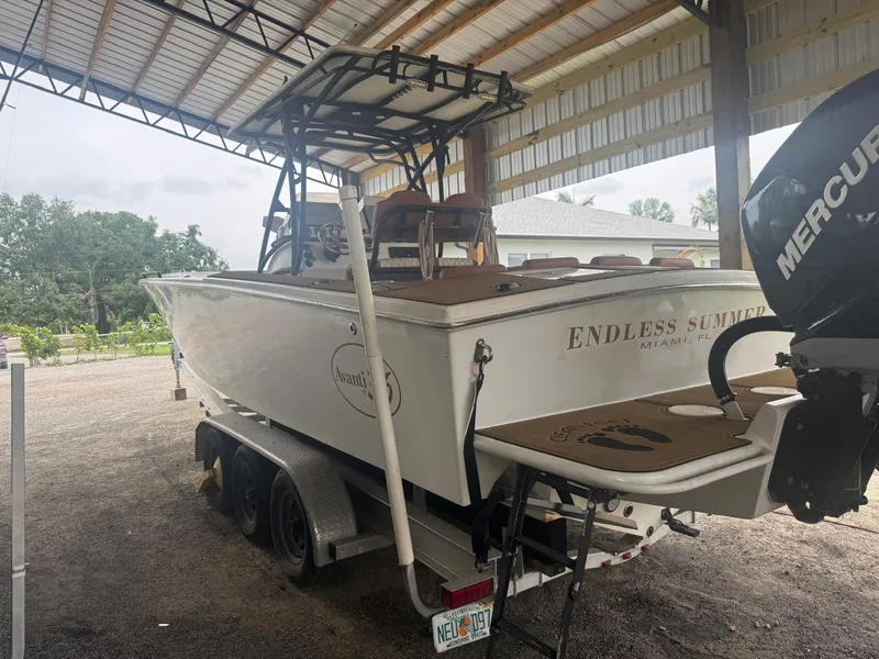 Slide: The Image of Open storage compartments on a 2008 Avanti 36 boat deck. - 5