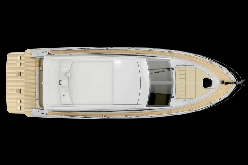 Slide: The Image of Top view of a 2016 Sea Ray 400 Sundancer yacht with sleek design. - 54