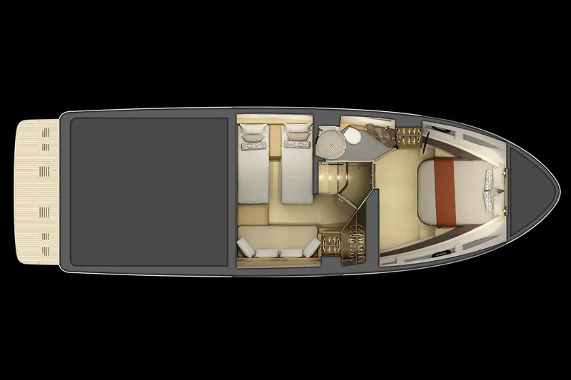 Slide: The Image of Top view layout of 2016 Sea Ray 400 Sundancer yacht interior, featuring cabins and living spaces. - 56
