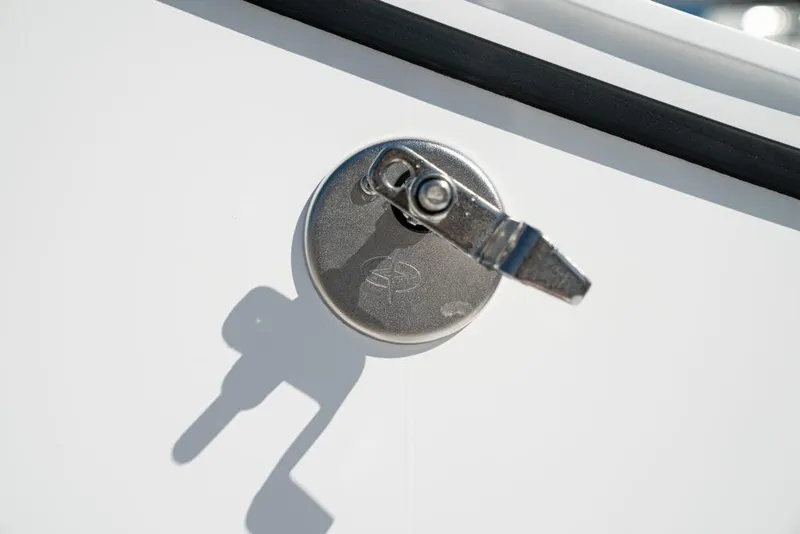 Slide: The Image of Close-up of a latch on a 2026 Front Runner 37 Catamaran. - 5