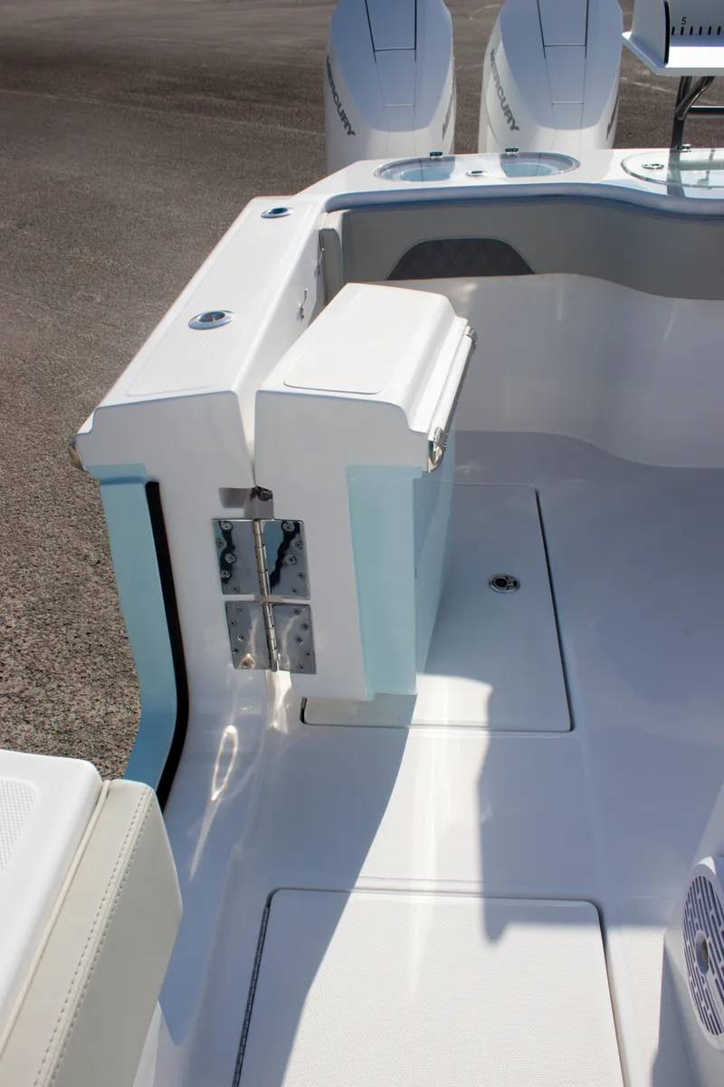 Slide: The Image of 2026 Front Runner 43 Catamaran deck with sleek design and modern features. - 17