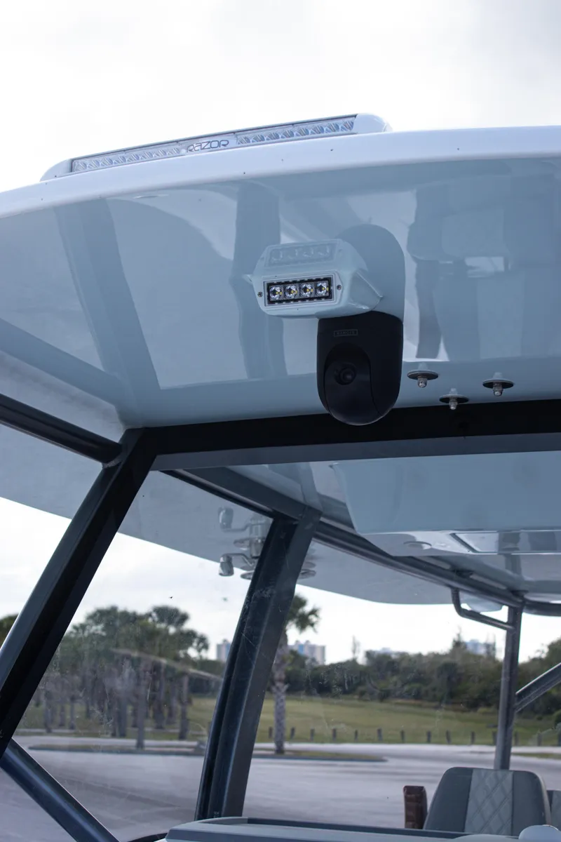 Slide: The Image of 2026 Front Runner 43 Catamaran roof with mounted light and speaker system. - 37