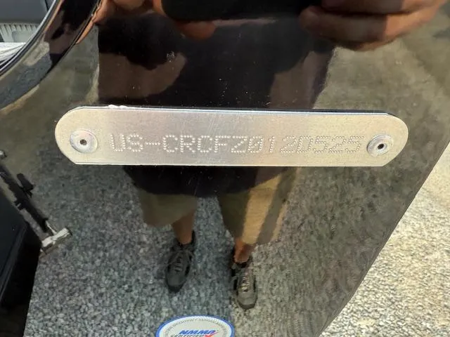 Slide: The Image of 2025 Crestliner 2050 Fish Hawk identification plate with serial number. - 4