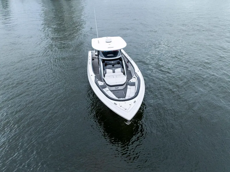 Slide: The Image of 2020 Fountain 43NX boat on calm water, aerial view. - 5