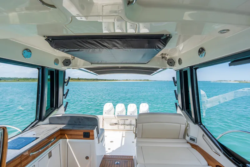 Slide: The Image of Interior of 2026 Boston Whaler 405 Conquest with ocean view. - 31