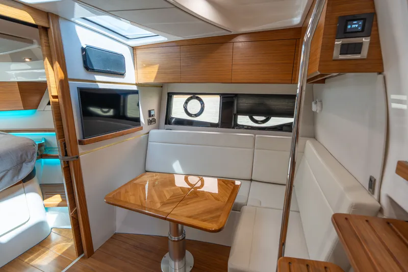 Slide: The Image of Interior of 2026 Boston Whaler 405 Conquest with modern design. - 36
