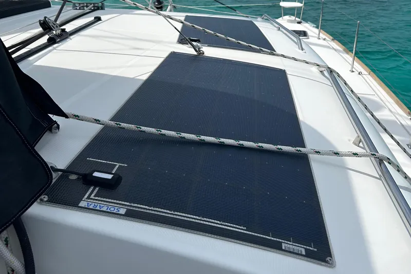 Slide: The Image of 2019 Lagoon 450 F Owner's Edition with solar panels on deck. - 11