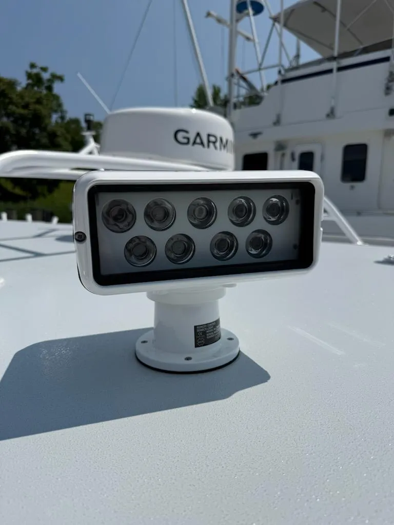 Slide: The Image of LED light fixture on a Mabry 40 boat, 2004 model, with Garmin equipment. - 3