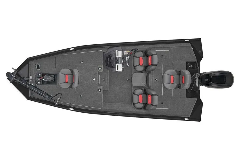 Slide: The Image of 2025 Tracker Pro Team™ 175 boat, top view, featuring seating and control layout. - 4