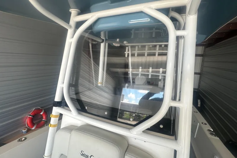 Slide: The Image of 2021 Sea Cat 260 boat interior with safety equipment and modern design. - 7