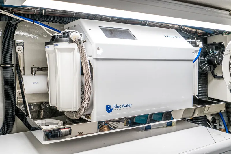 Slide: The Image of Engine room of 1990 Hatteras 58 Sportfish with Blue Water desalination system. - 37