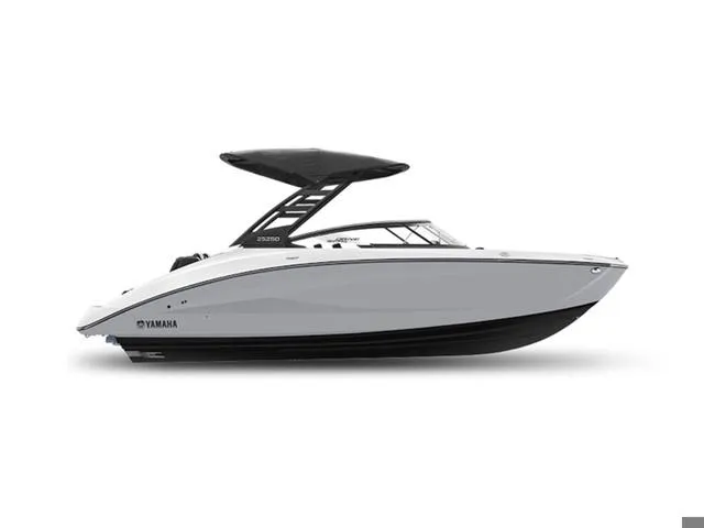 Slide: The Image of 2025 Yamaha Boats 252SD, sleek white design, modern features, side view. - 3