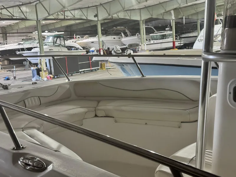 Slide: The Image of 2012 Carolina Skiff Sea Chaser 2400 Offshore boat interior in marina storage. - 25