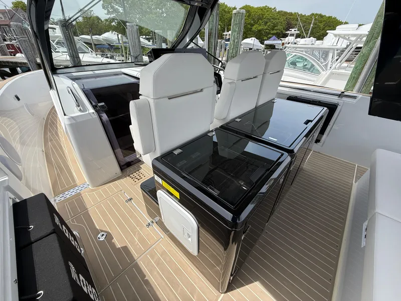 Slide: The Image of 2025 Fjord 39 XP yacht interior with sleek seating and modern design. - 45