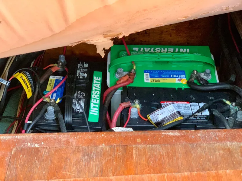 Slide: The Image of Batteries installed in a 1986 Sabre 36 sailboat, featuring Interstate brand. - 41