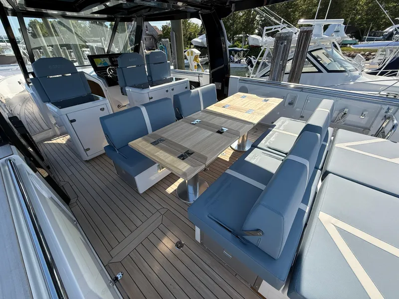 Slide: The Image of Luxurious 2025 Fjord 41 XP yacht interior with elegant seating and modern design. - 35