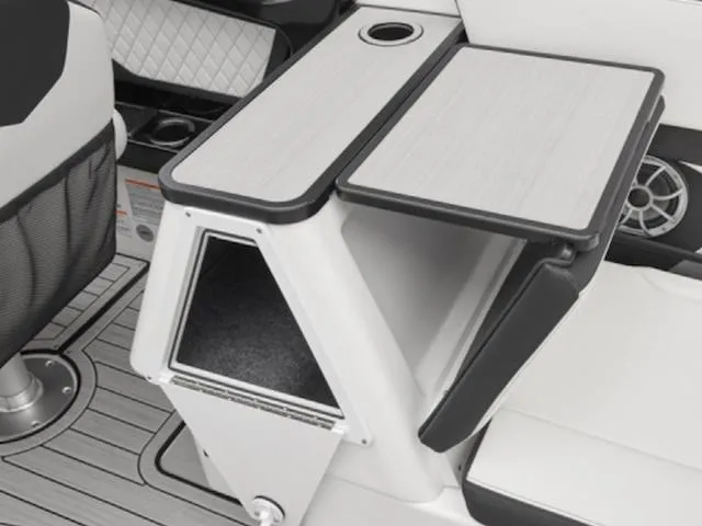 Slide: The Image of 2025 Yamaha Boats 252S interior with sleek seating and storage compartment. - 41