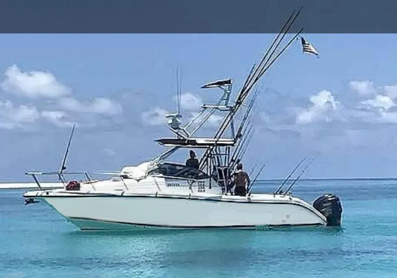The Image of Century 3200 WA 2000 boat on clear blue water under a sunny sky. - 0