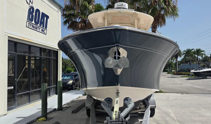 Slide: The Image of 2016 Grady-White Canyon 306 boat on trailer outside dealership. - 5