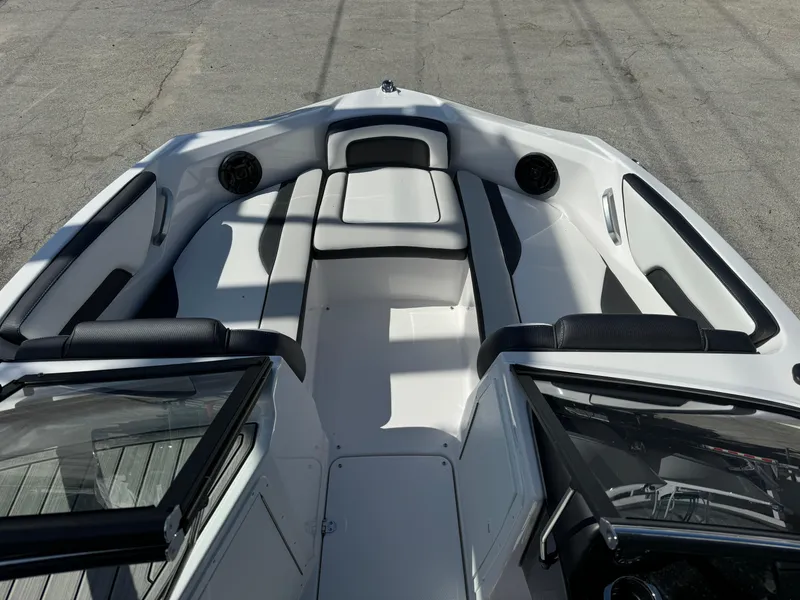 Slide: The Image of 2025 Yamaha Boats SX190 interior with sleek seating and modern design. - 10