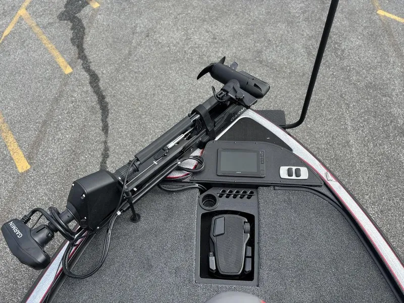 Slide: The Image of 2025 Nitro Z19 Pro boat deck with trolling motor and control panel. - 18