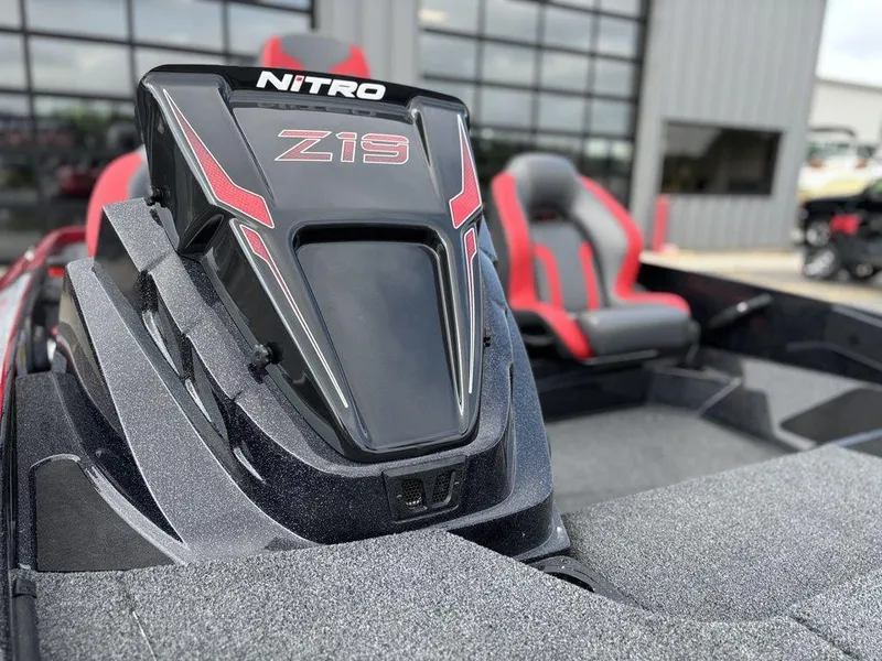 Slide: The Image of 2025 Nitro Z19 Pro boat with sleek design and red-accented seats. - 7