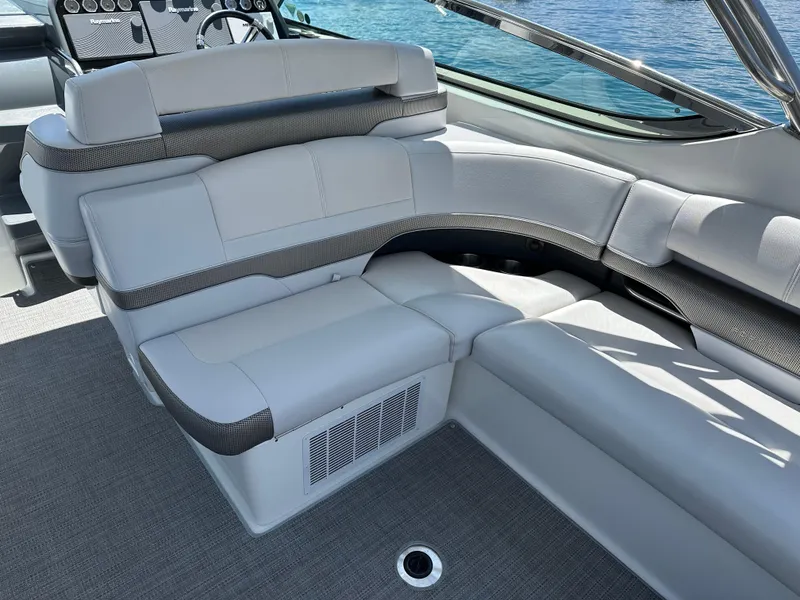 Slide: The Image of 2017 Formula 370 Super Sport boat interior with luxurious seating and modern design. - 16