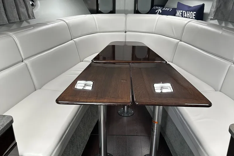 Slide: The Image of Luxurious interior of 2017 Formula 370 Super Sport with sleek seating and wooden table. - 27