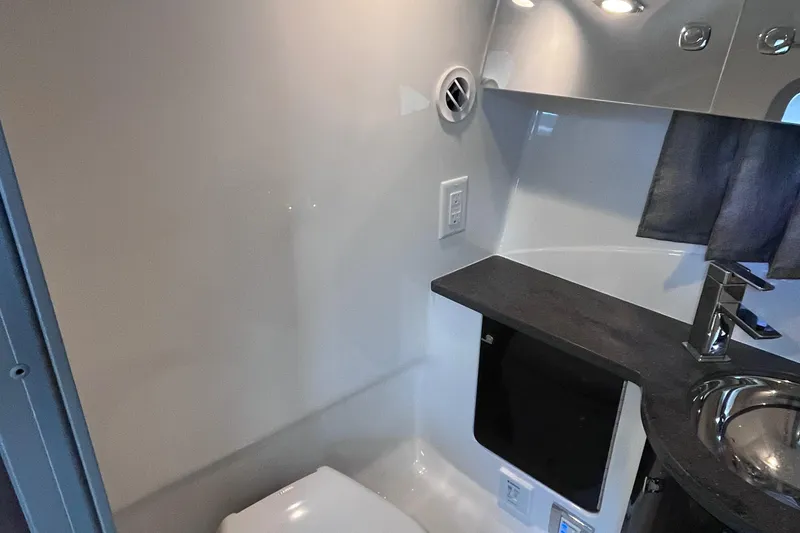 Slide: The Image of 2017 Formula 370 Super Sport bathroom interior with modern fixtures and sleek design. - 36